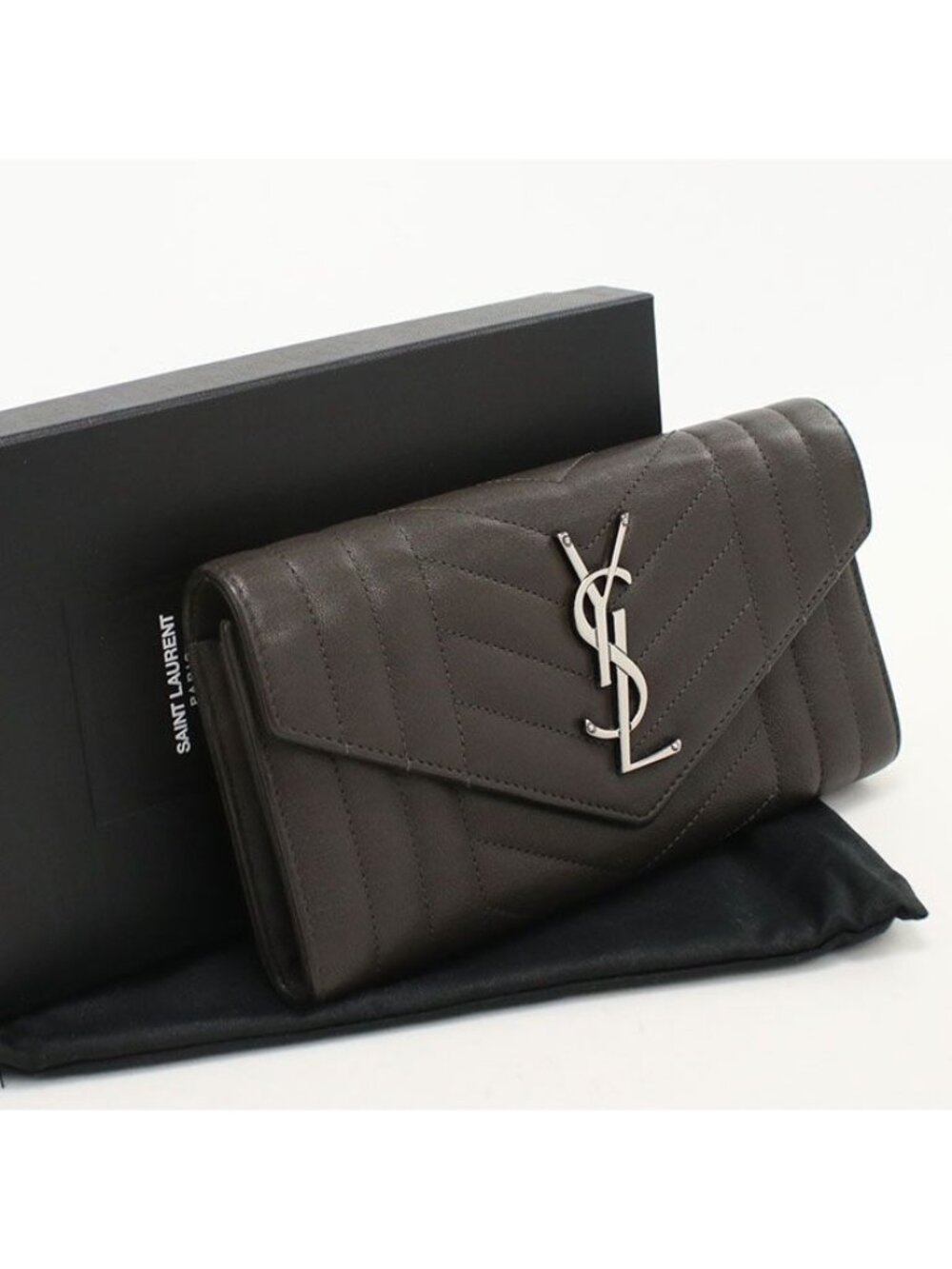 Saint Laurent Large Flap Wallet Cassandra Bifold Leather